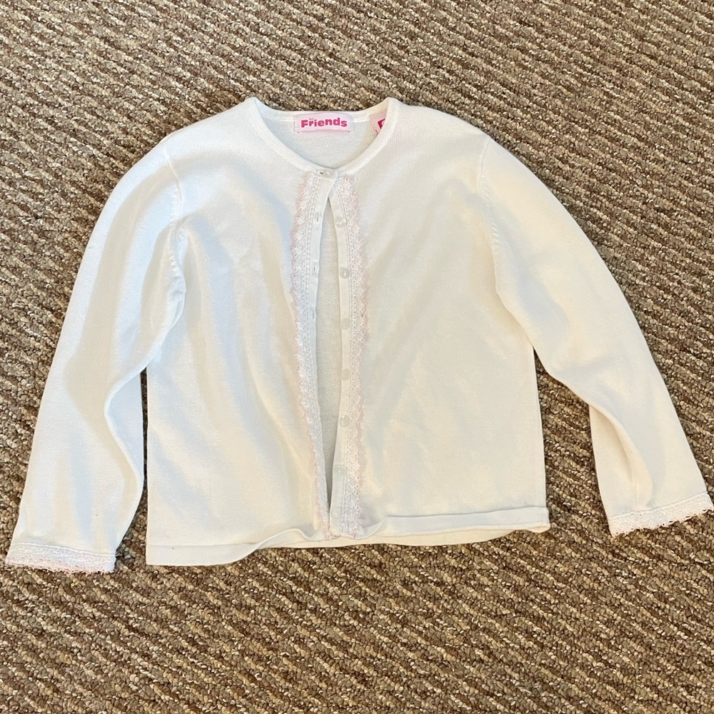 White Kids Button Down Cardigan